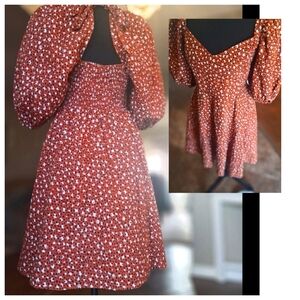 LIKE NEW The Odells Anthropologie Ariel Polka Dot Puff Sleeve Dress Sz M
